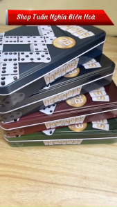 Bộ Cờ Domino 28 Quân – Nhựa Melamine Đặc Ruột Điểm Đen – Size Chuẩn Quốc Tế 52mm Kèm Hộp Kim loại.