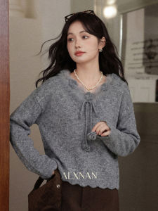 Áo Sweater Len Xám Dệt Kim Rộng Rãi và ấm áp