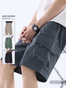 Ice Silk Loose Fit Straight Cargo Shorts For Men Quick Dry 5th Length