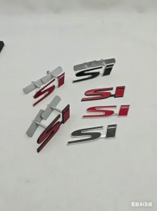 Car Styling 3D Metal Chrome Zinc Alloy Logo SI Front Grille Badge Rear Trunk Emblem Sticker For Honda Civic SI Auto Accessories