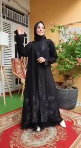 Galeri Abaya Gamis Turki 01 Brukat Hitam Jetblack Arab Saudi Model Brokat Baju Muslim Wanita Simpel Busui Terbaru