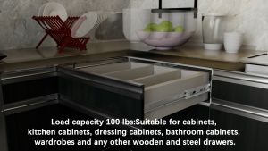 AOLISHENG stainless steel drawer slides soft closing silent thickened 3 sections full extension bathroom cabinet drawer slides rust-proof