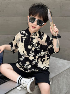 Boys Summer Outfit Baby One Year Old Birthday Clothes Traditional Chinese Style Tang Suit Childrens Clothing Set National Trend