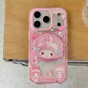 Sanrio | 2IN1 Magnetic Stand Sanrio My Melody Pink Phone Case For iphone 17 16 15 14 Pro Max For Magsafe Shockproof Protect TPU Cover