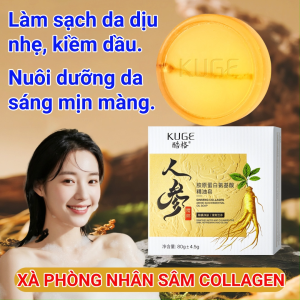 Xà Phòng Nhân Sâm Collagen KUGE Cục 80gr – Làm Sạch Dầu Nhờn Giảm Mụn Lưng Chống Lão Hóa Dưỡng Da Sáng Mịn Màng Căng Mượt