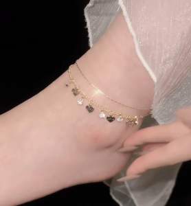 (Bebas beli 2 dapat bonus) H-Girl888 COD G06 Gelang kaki hati 2 layar titanium wanita Korea