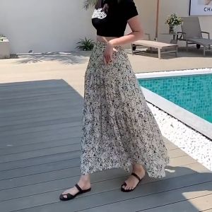 🌟CORE🌟dresses women new style 2025 Summer Floral Pleated Skirt for Women New High Waisted Long Skirt