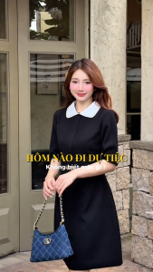 Đầm thiết kế BEMINE cổ sen viền đá dáng chữ A-T126