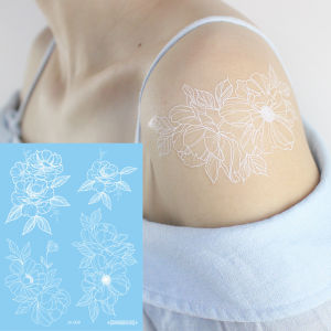 Christmas Mehndi Mandala White Henna Temporary Tattoo Sticker hand rose hand body art girl Bridal party wedding flower arm tattoos freckle