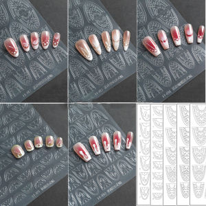 สติกเกอร์ติดเล็บลายเกล็ดหิมะคริสต์มาส 5 แผ่น ลายดอกไม้ไฟ ลายฉลุ สำหรับตกแต่งเล็บ คริสต์มาส DIY ลายฉลุสำหรับทำเล็บ