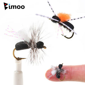 Bimoo 6pcs #10 Grizzly Hackle Foam Ant Fly Floating Black Dry Fly Para Post Wing Beetle Insect Bait Trout Char Fishing Lures