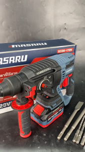MASARU รุ่น SCDR-170 สว่านโรตารี่ไร้สาย สว่านโรตารี่ 3 ระบบ 20V งานเจาะ เจาะกระแทก สกัด มอเตอร์บัสเลส พร้อมแบตเตอรี่และแท่นชาร์จ แถมฟรี!ดอกสว่าน