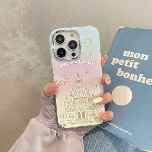 CrashStar Dream Castle Laser Gradient Hard Shockproof Phone Case For iPhone 15 14 Pro Max Plus 13 12 11 Pro Max Anti-fall Phone Casing Fashion Cover Shell