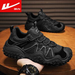 Fashionable Retro Tire Design Mens Shoes Summer 2025 Black Versatile Sports Shoes Low Top Lace-Up Running Shoes Rubber Sole