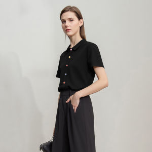 AMII | Summer Leisure Youthful Design Rainbow Color Block Short Sleeve T-Shirt