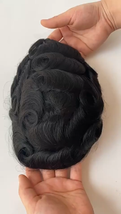 Men Toupee Mono Base Human Hair Replacement System Natural Looking Black Breathable Daily Wear