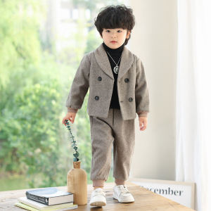 ชุดสูทเด็กชาย ชุดสูทผ้าขนสัตว์ลำลอง แฟชั่นฤดูใบไม้ร่วง เสื้อผ้าเด็กสไตล์เกาหลี ชุดสูทเด็กชาย ชุดสูทเด็กชาย