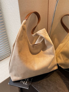 Trendy Large Capacity Faux Fur Shoulder Bag Womens Commuter Tote Bag Underarm Casual Versatile PU Leather Handbag