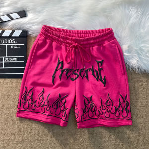 Casual Letter Print Shorts Mens Five-Quarter Length Basketball Sports Beach Summer Fashion Streetwear Polyester Cotton Blend