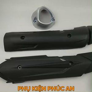 Ốp che ống pô xe Exciter 150 - pát bô cách nhiệt ống xả Ex150 Ex 150 kiểu Thái thay ốp zin đen nhám + đuôi bạc