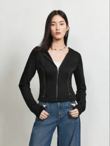 Vero Moda | Women Hooded Fleece-Lined Thumbhole Structured Shoulder Short Jacket