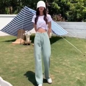 8 Color Jeans Korean Fashion High Waist Straight Cut Jeans Boyfriend Jeans Khaki Pants For Women Trendy Versatile Denim Pants