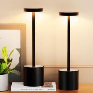 Cordless Table Lamp Rechargeable Night Lamps with 3-Color Dimmable Light Outdoor Table Lamp for Bedroom Restaurant Patio Home