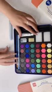 Bộ Màu Nước Dạng Nén Kèm Bộ 8 Họa Cụ Chuyên Nghiệp Deli- 24/36/48 Màu Sắc Tươi Sáng Solid Water Color Tô MàuVẽ Tranh --