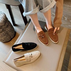 รองเท้า Loafers หนังแท้ ทรงหัวมน ส้นแบน สไตล์อังกฤษ สำหรับผู้หญิง รองเท้าลำลอง ใส่สบาย สไตล์เกาหลี
