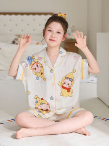 ANZHAOQI | Ice Silk Short Sleeve Princess Summer Girl Pajamas