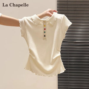 La Chapelle | Polo Collar Colorful Button Unique Waist-cinching T-shirt