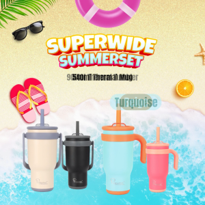 La gourmet Superwide 0.54L Mug & 0.9L Tumbler Double Walled Vacuum Stainless Steel 304 Removeable Silicone Straw Summerset Shield Pro Autoreflect Thermalware