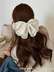 French Country Girl Pure Cotton Double Layer Butterfly Knot Lace Hair Clip Hairpin Hair Accessories Romantic Lazy Style