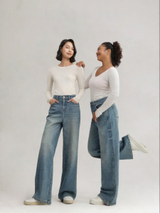 HIPPIE MISS | Customized Plus Size Flare Leg Jeans Wide Leg Drag Bottom Denim Pants for Full Figure