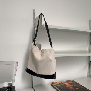 Casual Korean Style Canvas Tote Bag Large Capacity Commuter Bag Simple Design Can Hold A4 Books New 2025 Fashion Trend