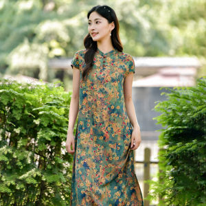 RONGJINSHENG | Summer Fashion Fit Artificial Silk Qipao Dress
