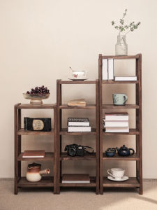 North America Black Walnut Wood Multi-Functional Display Shelf Free Combination Floor-standing Small Bookcase for Living Room And Study