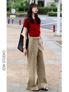Loose Wide Leg Denim Jeans Womens Spring Summer New Style Coffee Brown Casual Long Pants Slimming Straight Floor-Length