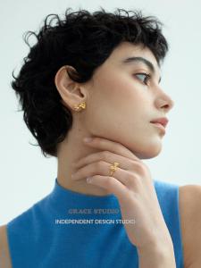 Lilith G/S Sweet Bowknot Sensation Silk Scarf Earrings Rings Set Japanese Style Luxury Feminine Hoops Finger Rings