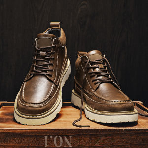 Mens Martin Boots Genuine Leather Breathable Casual Retro Work Shoes British Style Short Boots Spring Autumn round Toe