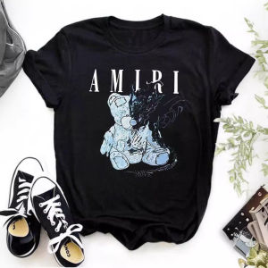 COD Thương hiệu thủy triều mùa hè đường phố chảy màu chữ cái Amiri in ngắn tay áo thun cotton đầy đủ cho nam và nữ áo thun lỏng lẻo hip hopGHFDFDS