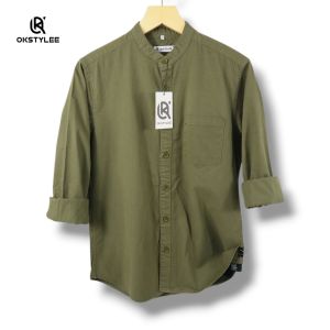 Kemeja Shanghai Panjang Pria Kemeja Koko Pria Lengan Panjang Bahan Cotton Sweding 30s