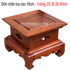 Kỷ chân trơn gỗ hươngđôn kê trang trí phong thủy cao 16cm mặt vuông 25303540