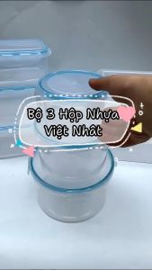 Bộ 3 Hộp Nhựa Việt Nhật 6532 Chữ Nhật - Hộp Nhựa Đựng Thực Phẩm - Nắp Gài Chắc Chắn Chống Đổ