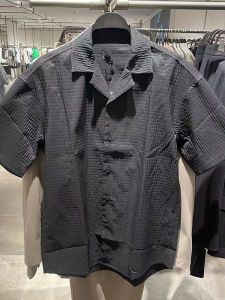 Fashionable Casual Texture Mens Shirt Short Sleeve Turn-down Collar Versatile Summer New Arrival Polyester Fiber Youth Trend