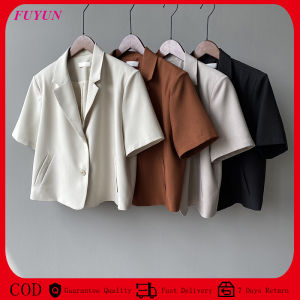 FUYUN Blazer for Women Korean Style Croptop Short Casual Coats Sale Plus size Office Formal Fashion Short Sleeve Cardigan Plain Jacket COD