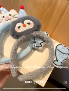 plush headband with cartoon cat and fish design for kids