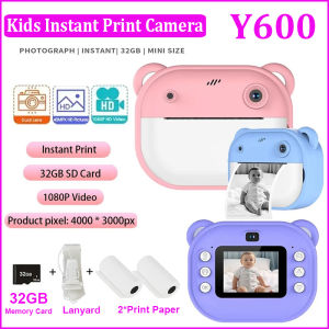 Children Digital Instant Print Camera Thermal Paper Printing Camera for Kids 1080P HD Photo Mini Printer Toys+32G Memory Card