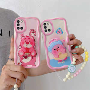 Cute Strawberry Bear Silicone Phone Case for Samsung A31 Creative Girl Galaxy A30 Protective Cover Ins Style Fashionable Bracelet Stand