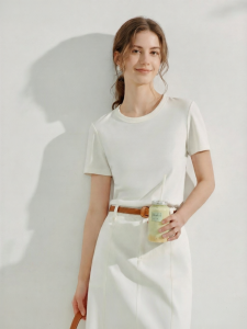 INMAN | Round Neck Short Sleeve Slim Fit White Tee